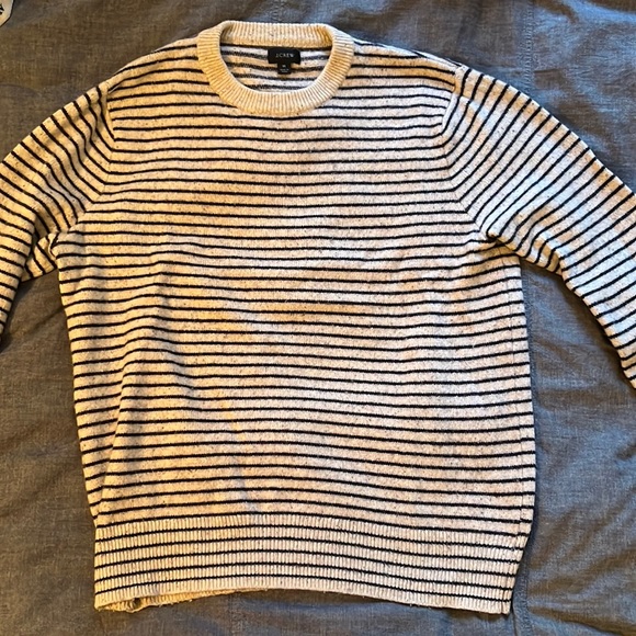 J. Crew Men’s M Crewneck (white with blue stripes) - Picture 2 of 4